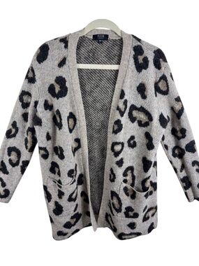 MODERN CANVAS Leopard Print Open Front Cardigan Sweater Women's Size L‎